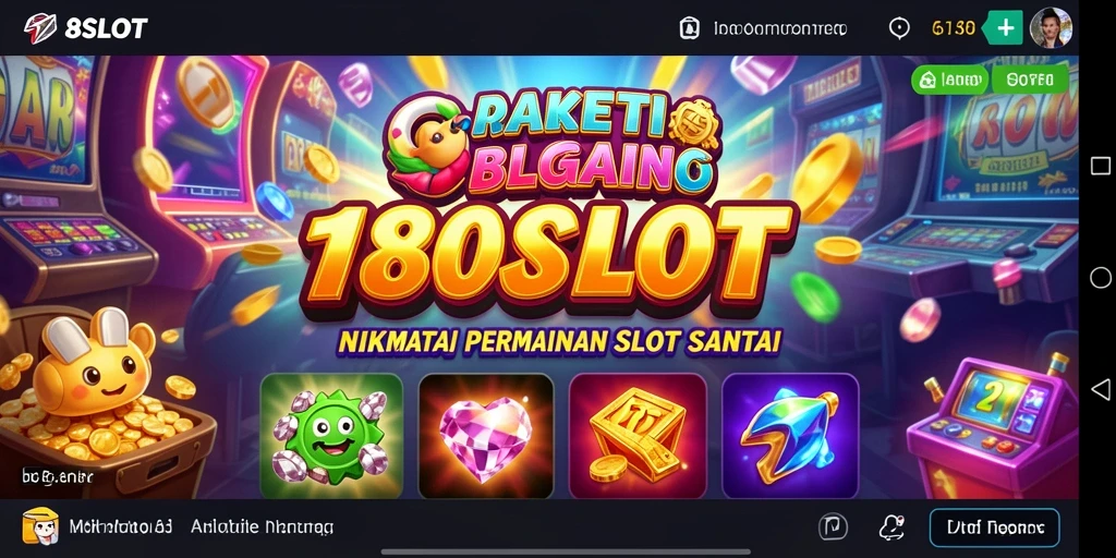 Tangkapan layar permainan 180SLOT dengan tampilan gulungan yang cerah dan menarik.