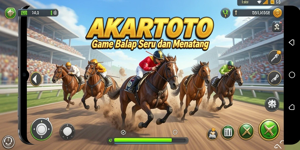 Screenshot gameplay AKARTOTO yang menunjukkan balapan seru dan mendebarkan.