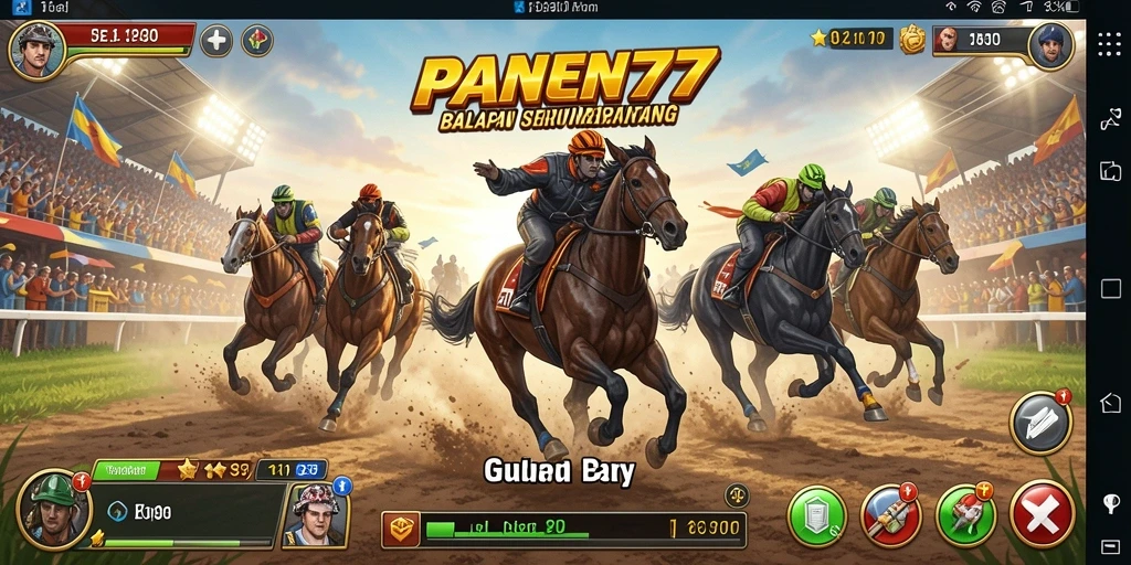 Screenshot dari gameplay seru PANEN77 menunjukkan balapan yang mendebarkan.
