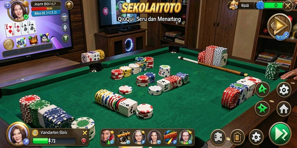 Tampilan gameplay SEKOLAHTOTO yang seru dalam permainan QiuQiu.