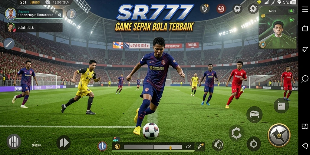 Tampilan gameplay SR777 yang menegangkan dengan aksi pertandingan sepak bola.