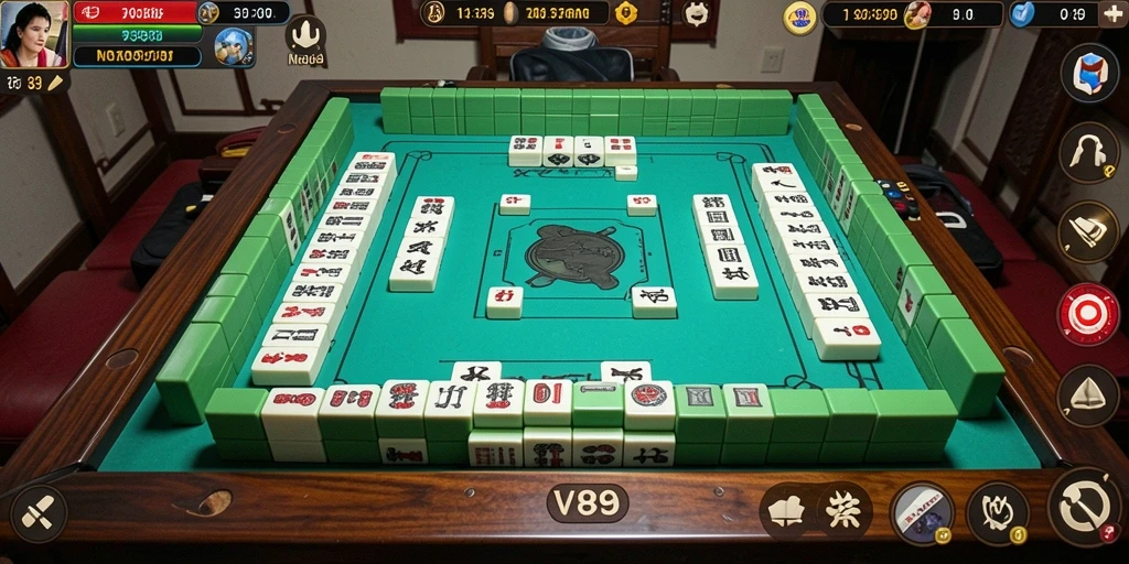 Screenshot utama V89 menampilkan gameplay seru Mahjong dengan papan yang menantang.